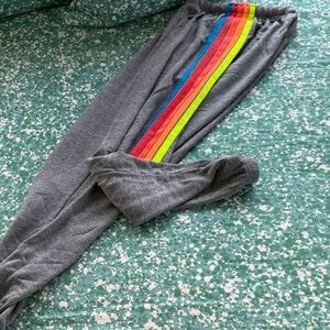 Gray Kids Bottoms with Rainbow Stripes